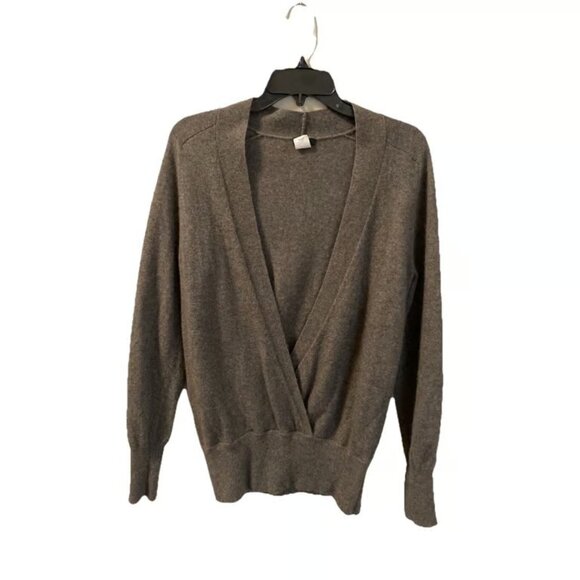 Sweaters - J.Crew Gray Wool Cashmere V-Neck Wrap Crossover Pullover Sweater Sz Large Cozy